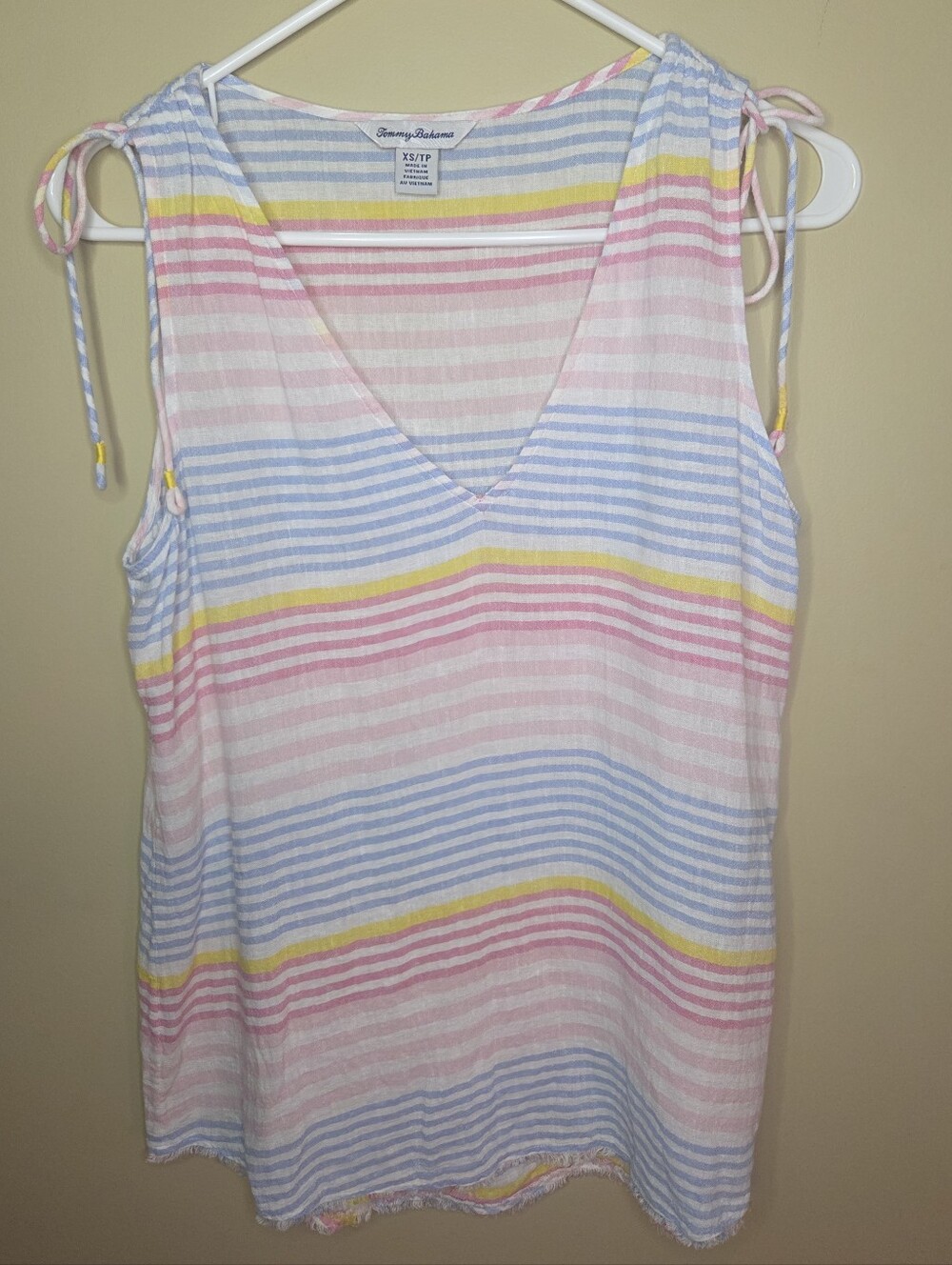 Tommy Bahama Womens Striped Cinch Shoulder Tank Top Sz XS (Might Fit S M ?)